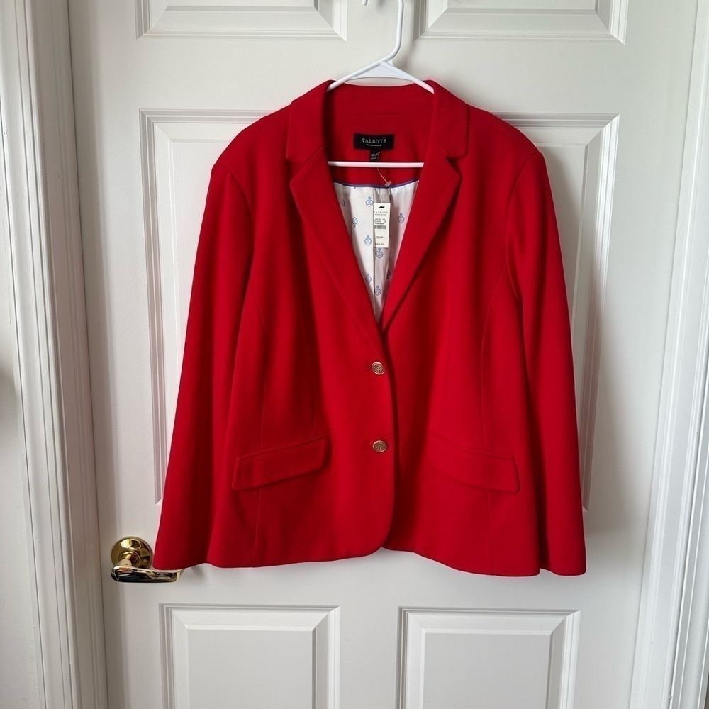 Talbots Womens Size 22 WP Petite Easy Knit Red Blazer